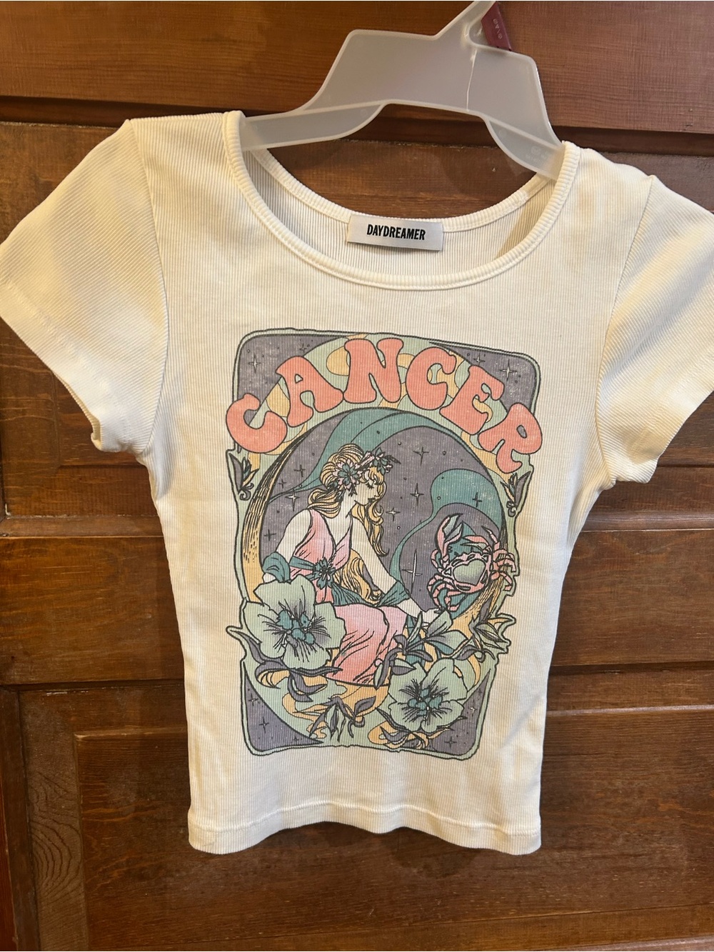 Daydreamer White Tee with Pastel Pink & Mint Zodiac Graphic